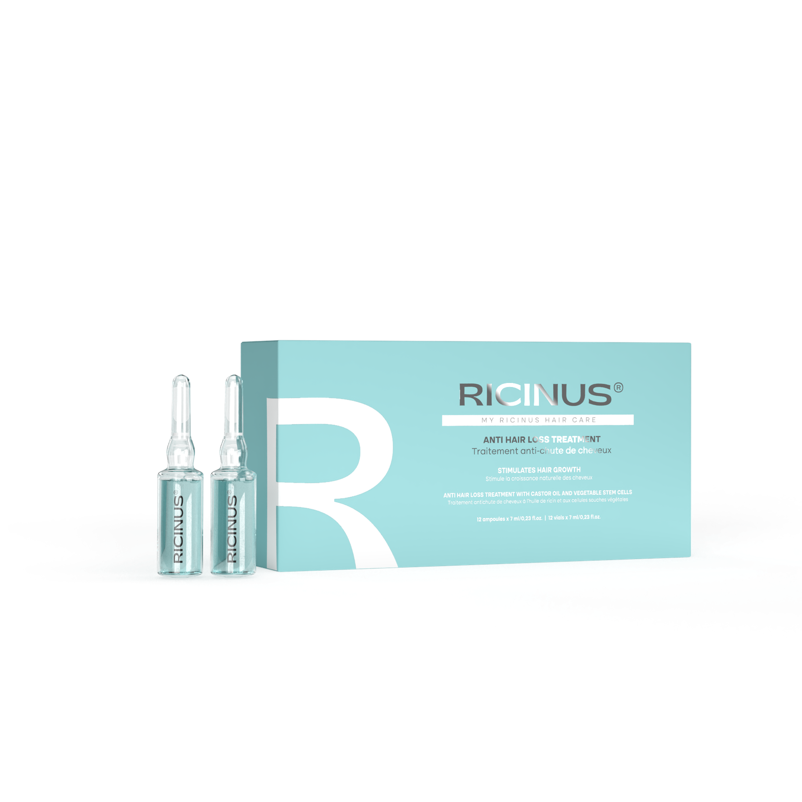 ampulės slenkantiems plaukams RICINUS